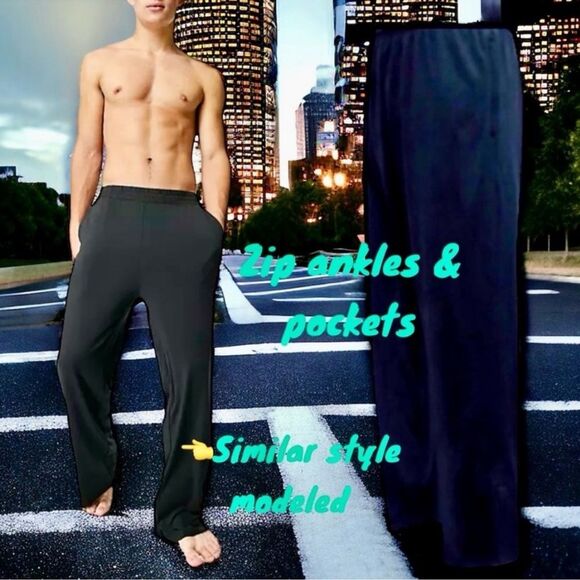 Pennant Sportswear Performance Black Zip Ankles/Pockets Activewear Joggers L - Picture 1 of 16